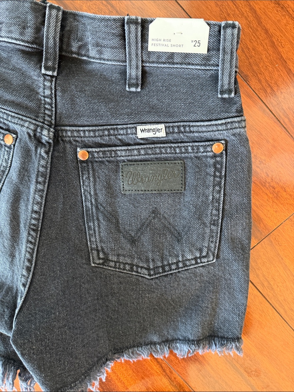 Wrangler Women's Festival Black Frayed Denim Shorts